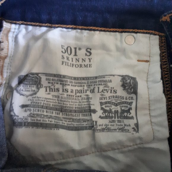 Levi's 501 Skinny Jeans Dark Wash Size 27 - Picture 6 of 7